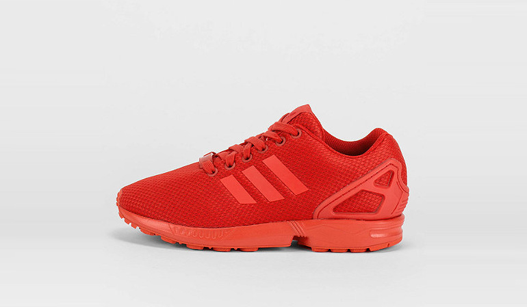 all red adidas flux
