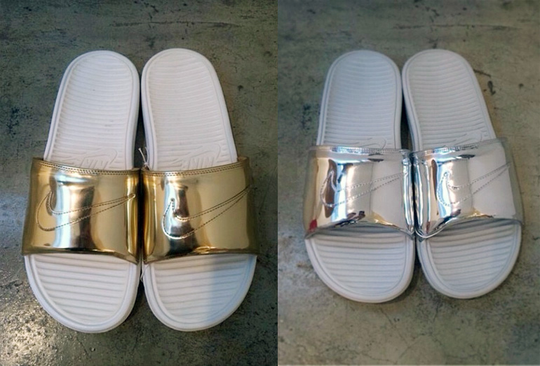 nike benassi gold,header Nike Benassi Liquid Gold Slides