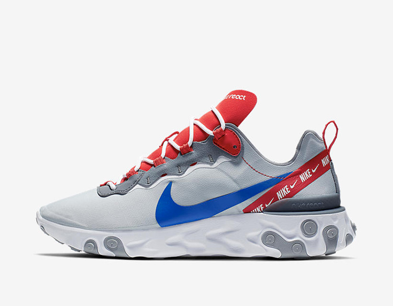 nike react element 55 grey red